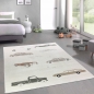 Preview: Kinderteppich mit Höheneffekt und verschiedenen Autos in creme beige