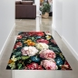 Preview: Teppich Wohnzimmer Designerteppich Blumen Herbstblumen Blumenstrauß schwarz rot