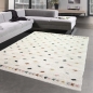 Preview: Moderner Teppich mit Farbtupfern & Bordüre | pflegeleicht | Pastellfarben creme