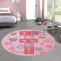 Preview: Hüpfkästchen Kinder-Spielteppich mit Prinzessinnen Burg in rosa