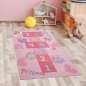 Preview: Hüpfkästchen Kinder-Spielteppich mit Prinzessinnen Burg in rosa