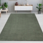 Preview: Wohnzimmer Teppich in Grün - Komfort mit flauschigem Uni Design