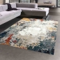 Preview: Abstrakter Teppich modernes Design Wohnzimmer Flur blau grau rot - pflegeleicht