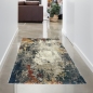 Preview: Abstrakter Teppich modernes Design Wohnzimmer Flur blau grau rot - pflegeleicht