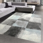 Preview: Abstrakter Teppich Flur Wohnzimmer modernes Karomuster in blau creme grau - pflegeleicht