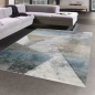 Preview: Abstrakter Teppich Wohnzimmer modernes gestreiftes Muster gold blau grau - pflegeleicht