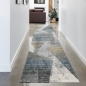 Preview: Abstrakter Teppich Wohnzimmer modernes gestreiftes Muster gold blau grau - pflegeleicht