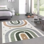Preview: Moderner Teppich Pastellfarben weich pflegeleicht mit Regenbogendesign in Creme
