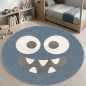 Preview: Design Kinderteppich Blau Monster Look