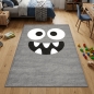 Preview: Design Kinderteppich Rund Grau Monster Look
