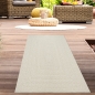 Preview: Teppich Outdoor Wohnzimmer wetterfest mit rechteckigem Linienmuster in Creme