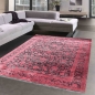 Preview: Orientalischer Teppich Wohnzimmer mit Blumenmotiv in schwarz rot