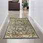 Mobile Preview: Orientalischer Teppich Wohnzimmer mit Blumenmotiv in schwarz gold