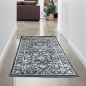 Preview: Orientalischer Teppich Wohnzimmer mit Blumenmotiv in schwarz grau