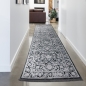 Preview: Orientalischer Teppich Wohnzimmer mit Blumenmotiv in schwarz grau