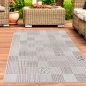 Preview: Outdoorteppich Wohnzimmer Außenbereich mit Fliesen Muster in creme grau
