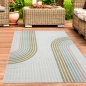 Preview: Vielseitiger In- & Outdoor Teppich in Creme mit Linienmuster in bunt