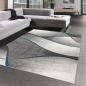 Mobile Preview: Teppich Wohnzimmer modernes Wellen Design in grau anthrazit blau - pflegeleicht