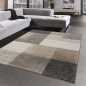 Preview: Modern abstrakter Designerteppich mit Quadraten in beige anthrazit