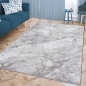 Preview: Eleganter marmorierter Kurzflor Teppich in stilvollem Grau