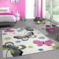 Preview: Farbenfroher Schmetterling-Teppich für Kinderzimmer in creme