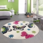 Preview: Farbenfroher Schmetterling-Teppich für Kinderzimmer in creme
