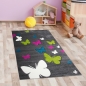 Preview: Niedlicher Schmetterlings-Teppich für Kinderzimmer in grau
