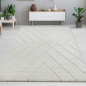 Preview: Zeitlose Eleganz: Stilvoller 3D-Teppich mit skandinavischem Rautenmuster in Weiß und Creme-beige