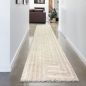 Preview: Flauschiger Wohnzimmer Teppich mit Linien Muster in Creme