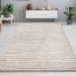 Preview: Moderner Teppich Beige Linienmuster weich robust für Wohnräume