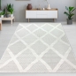 Preview: Wohnzimmer Schlafzimmer Teppich mit verschieden gemusterten Rauten in creme grau