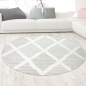 Preview: Wohnzimmer Schlafzimmer Teppich mit verschieden gemusterten Rauten in creme grau
