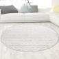 Preview: Hochflorteppich im Boho Style mit Kreis- und Rautenmster in Creme