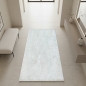 Preview: Moderner Teppich Creme mit organischem Linienmuster und Fransen