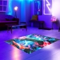 Preview: Auffälliger Gaming-Teppich mit lebendig-bunten neon-farbigen Symbolen und schwebendem Controller