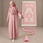 Preview: Rosa Gebetsset mit ornamentiertem Teppich Gebetskleid und Kette