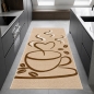 Preview: Küchenteppich mit grafischem Kaffee- und Herzmotiv Beige-Braun