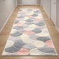 Preview: Designer Teppichläufer grau rosa creme mit Konturstruktur