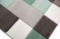 Preview: Teppich Wohnzimmerteppich Kurzflor Karo pastell grün grau mit Konturenschnitt