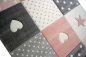 Preview: Kinderteppich Spielteppich Babyteppich Mädchen mit Herz Stern rosa creme grau