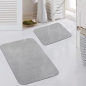 Preview: Badematte Badgarnitur Set 2-teilig Duschvorleger Badteppich waschbar grau