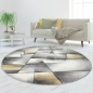 Preview: Teppich Kurzflor Wohnzimmerteppich karo abstrakt pastell gelb grau