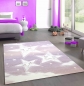 Preview: Spiel Teppich Kinderzimmer Sterne Himmel Wolken Design rosa creme