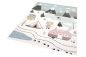 Preview: Spielteppich Kinderzimmer Teppich Camping Zelt Bären Berge Wohnwagen Tannen Fluss creme pink grau