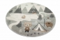 Preview: Spielteppich Kinderzimmer Teppich Berge Camping  Zelt Bären Wohnwagen Tannen Fluss grau creme braun