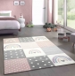 Preview: Kinderteppich Kinderzimmer Spiel Teppich Herzchen Regenbogen Punkte Design creme rosa grau