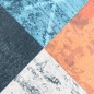 Preview: Eleganter Teppich mehrfarbig mit modernen Mustern in Quadraten orange blau