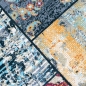 Preview: Eleganter Teppich mit Quadraten modern orientalisch gemustert bunt braun grau orange
