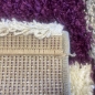 Preview: Hochflor Shaggy Teppich Karomuster lila grau creme