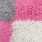 Preview: Hochflor Shaggy Teppich Karomuster rosa grau creme